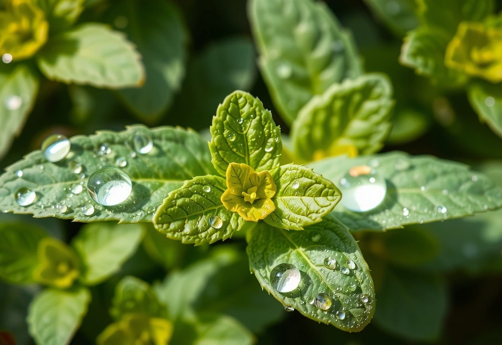 Détail de feuilles de menthe fraîches